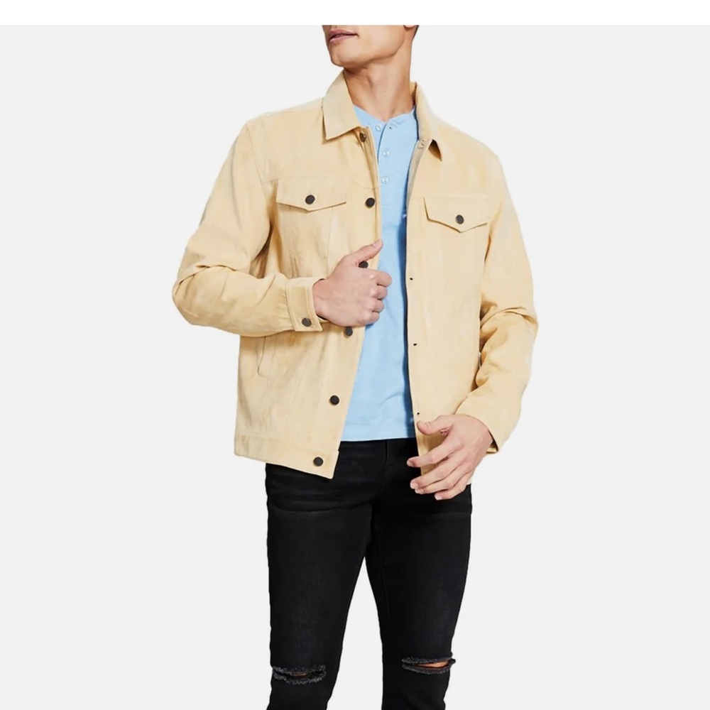 Mens Faux Suede Lightweight Trucker Jacke